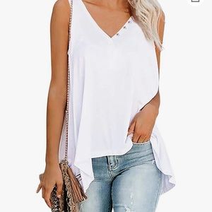 Relaxed white tank v neck
